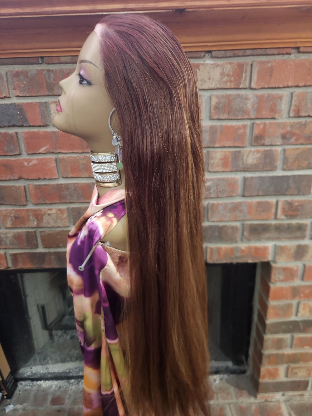 Long Straight Brown Wig with Subtle Auburn Highlights - With Glueless Technology